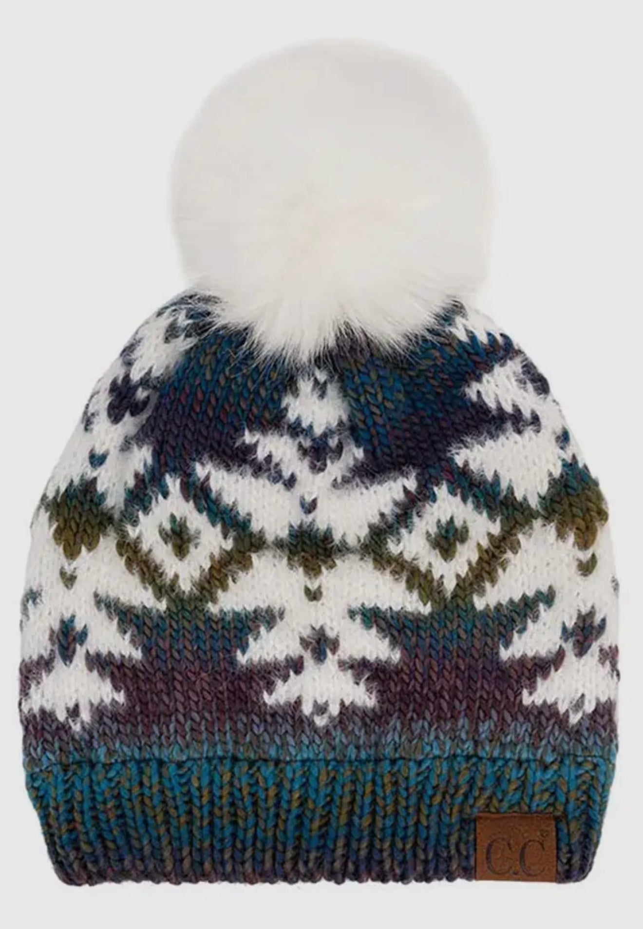 CC Beanie Multi Aztec Print w/Pom