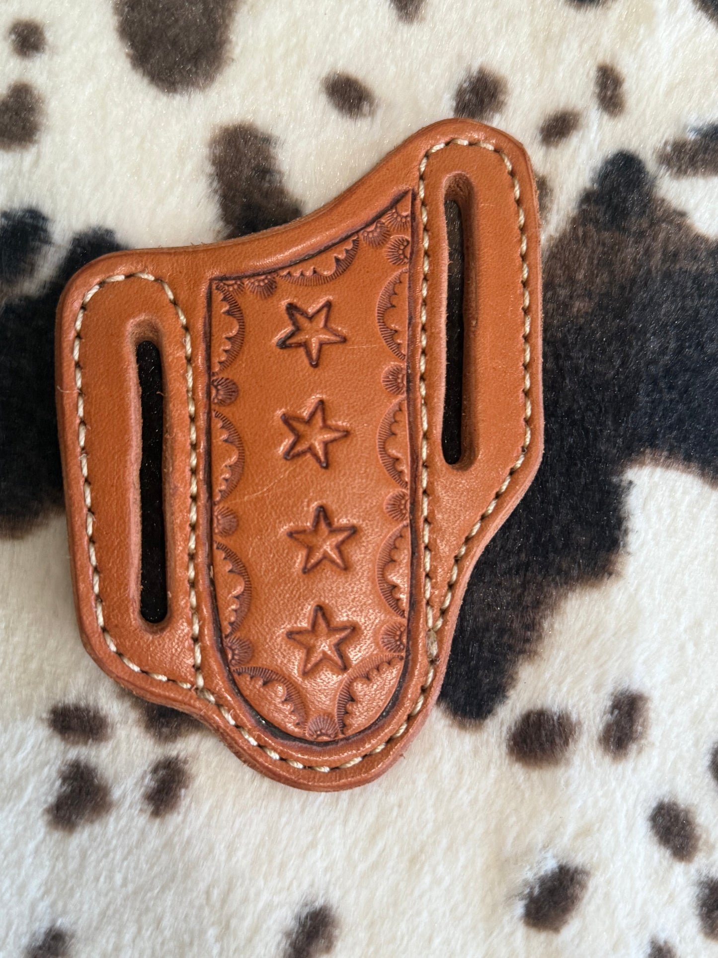 Double Bladed Trapper Knife Sheath Stamped