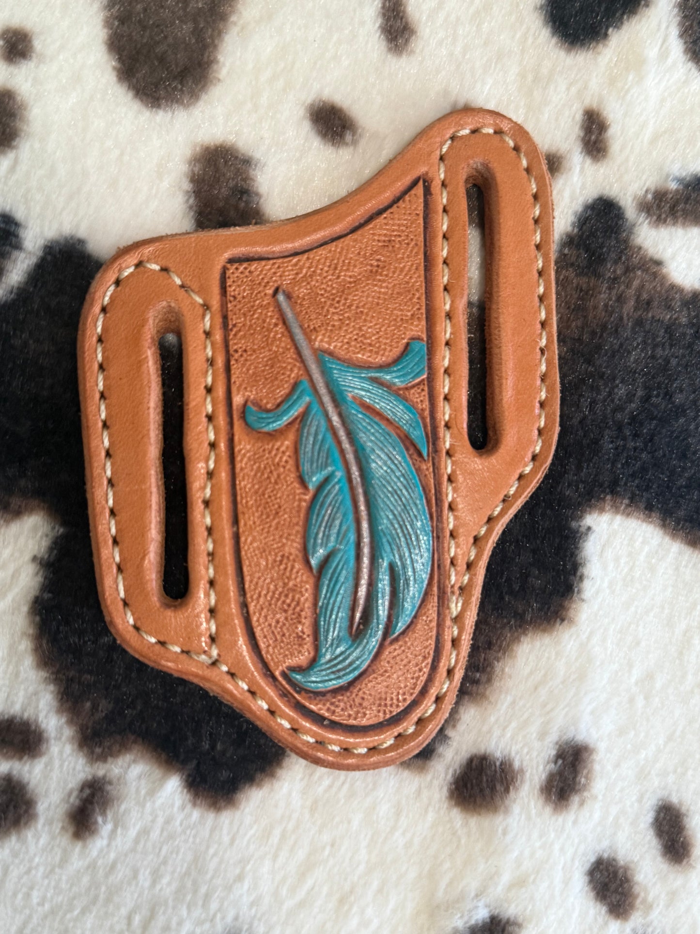 Double Bladed Trapper Knife Sheath Feather