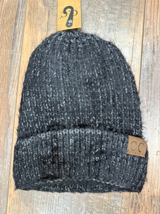 CC Beanie Fuzzy Two Tone Black