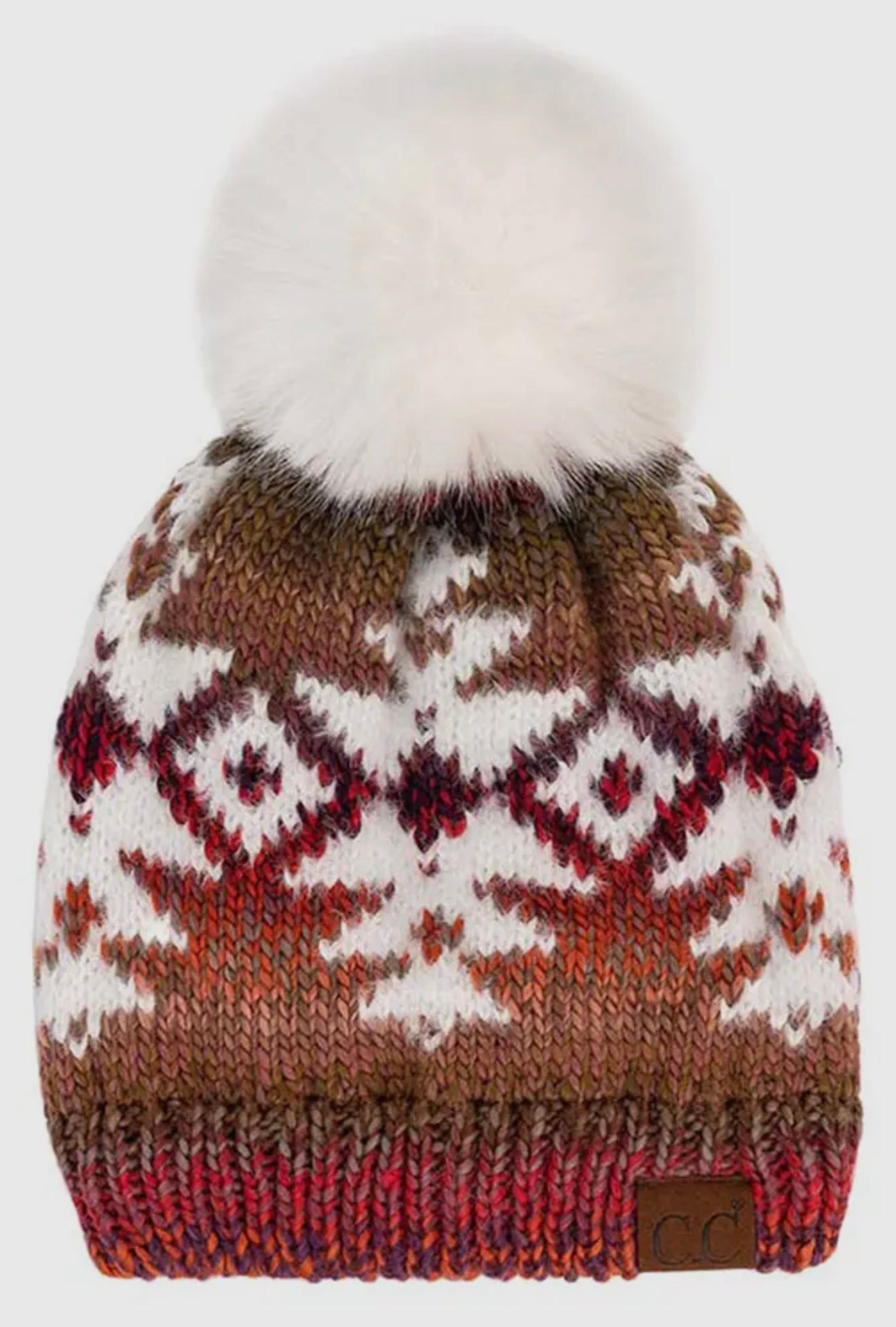 CC Beanie Multi Aztec Print w/Pom