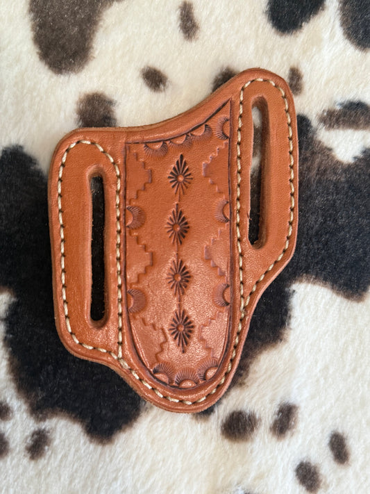 Double Bladed Trapper Knife Sheath Stamped