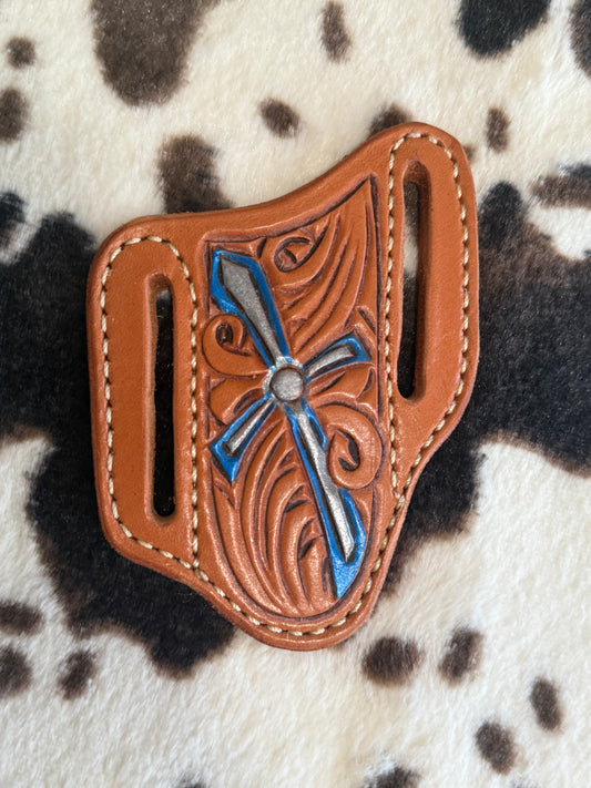 Double Bladed Trapper Knife Sheath Cross