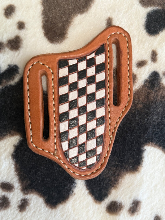 Double Bladed Trapper Knife Sheath Checkered