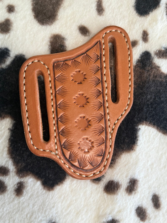 Double Bladed Trapper Knife Sheath Stamped