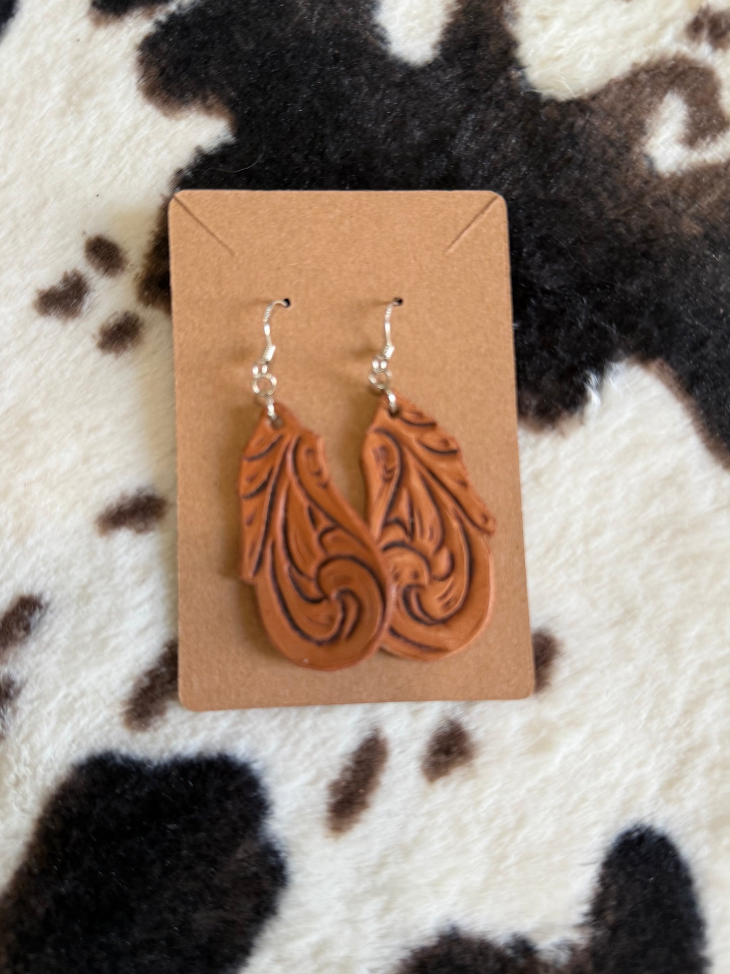 Hand Tooled Leather Earrings