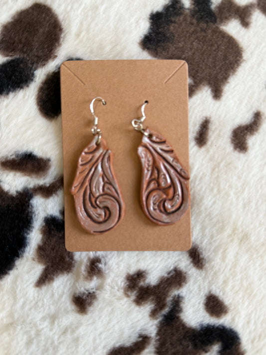 Hand Tooled Leather Earrings