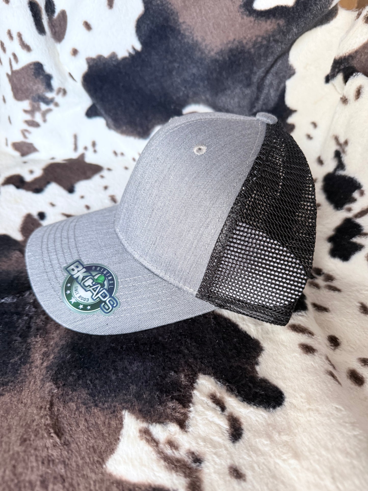 Baseball Cap-Heather Grey/Black Mesh